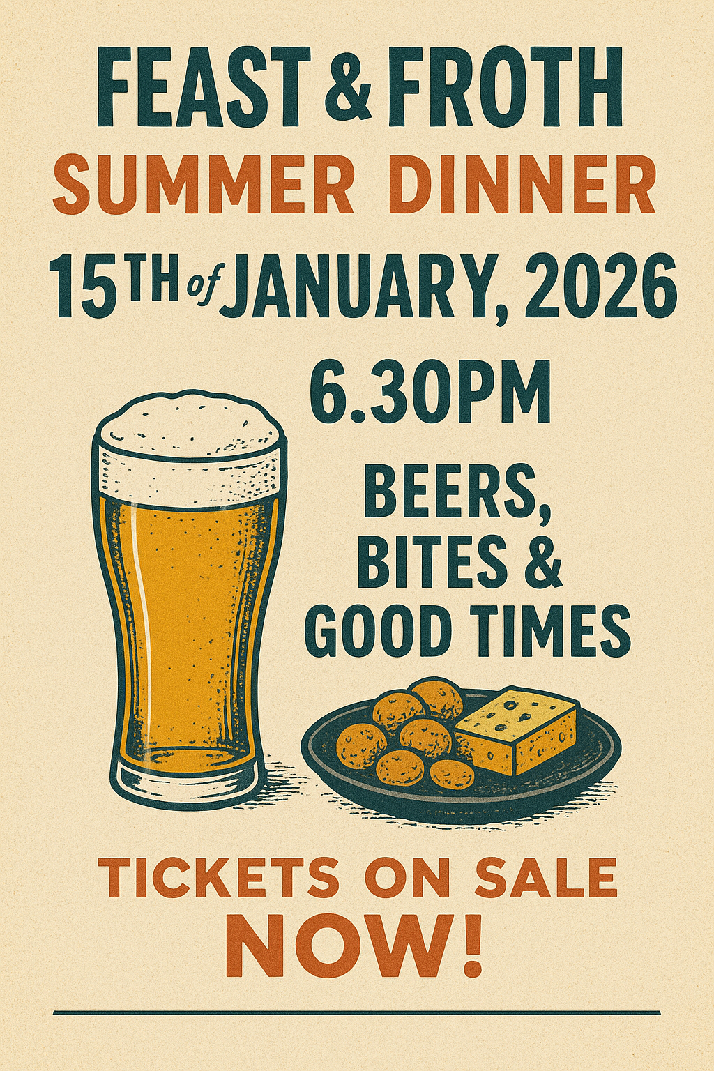Feast & Froths Ticket - Cold Beer, Fine Food & Good Times